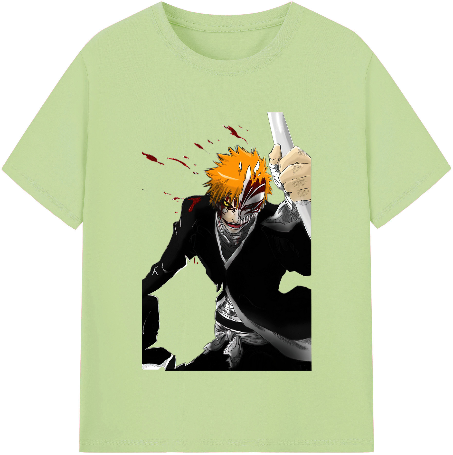 （画像用） ブリーチ 黒崎一護（くろさき いちご）BLEACH Kurosaki Ichigo 綿100％半袖Tシャツ（フロントプリント）